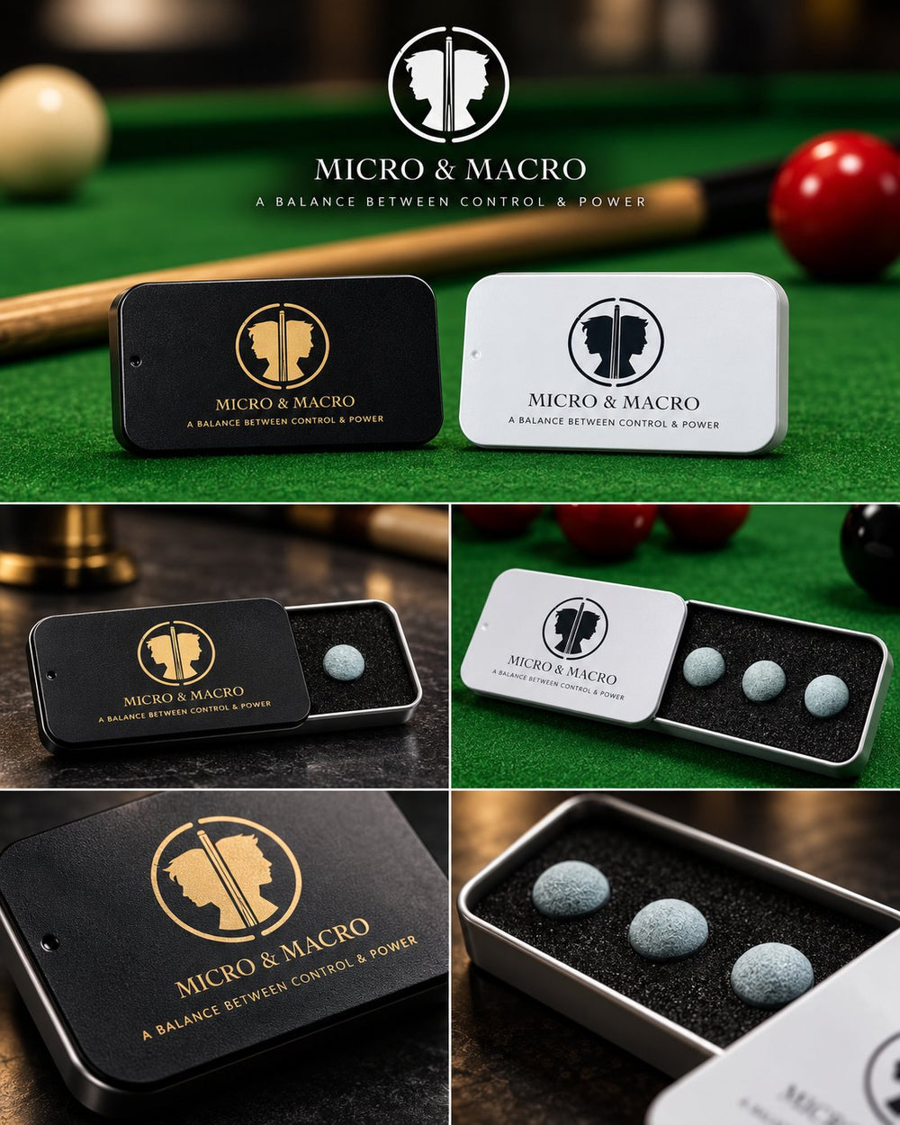 Micro & Macro 皮頭 — 黑盒 1 粒裝、白盒 3 粒裝及皮頭細節