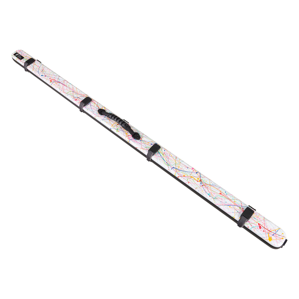 Lion carbon fibre black-and-white graffiti cue case, full view