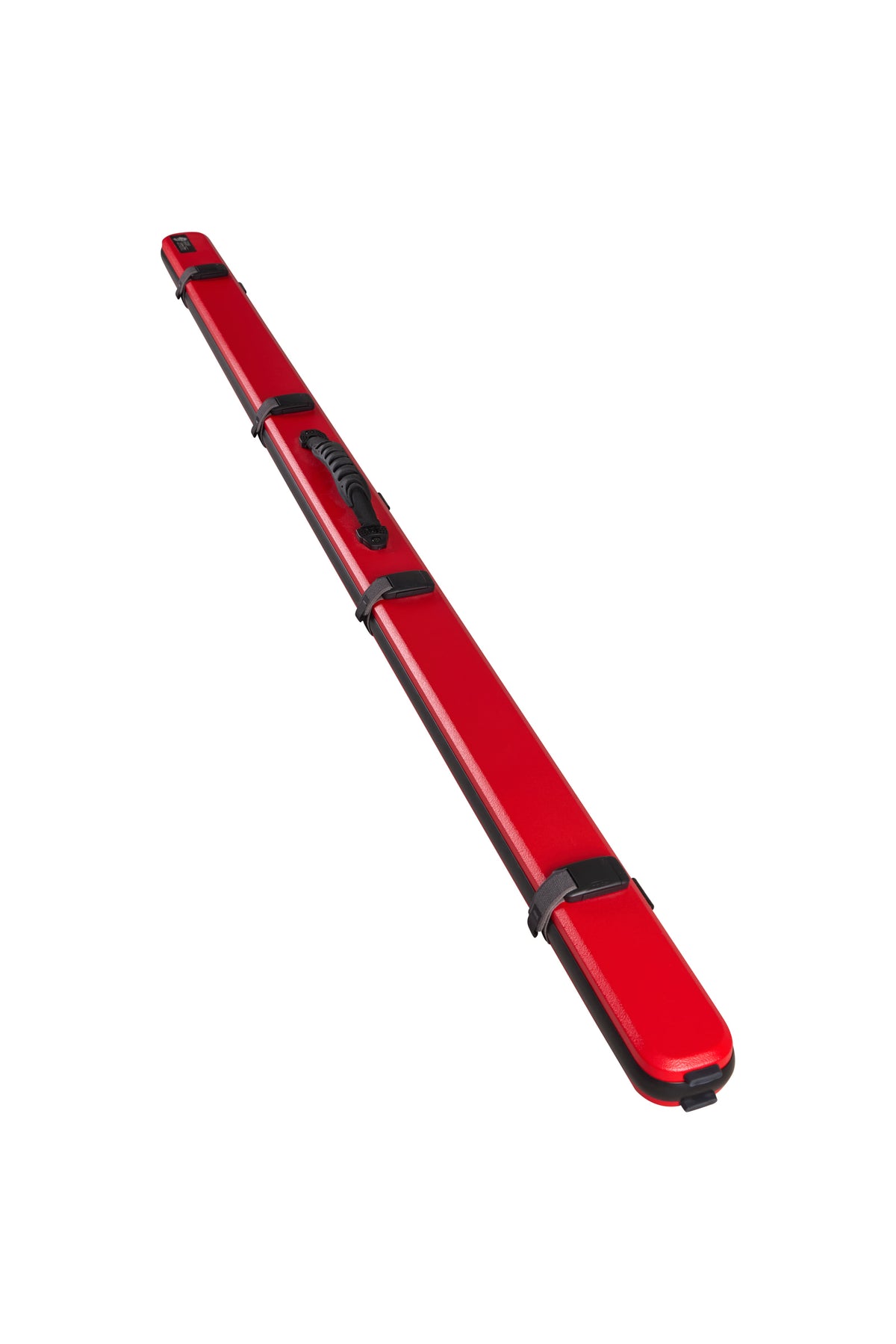 Lion carbon fibre textured cue case, Ruby Red, full view