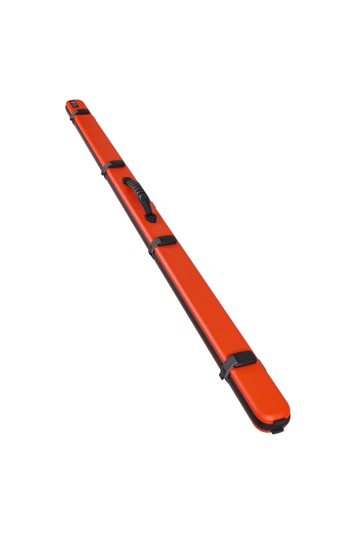 Lion carbon fibre textured cue case, Orange, main photo on a white background
