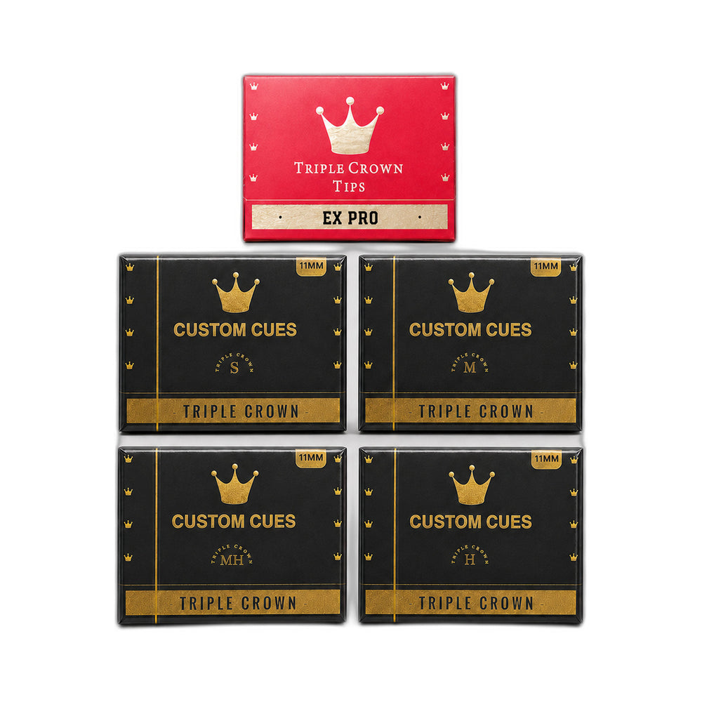 Triple Crown cue tip on a white background